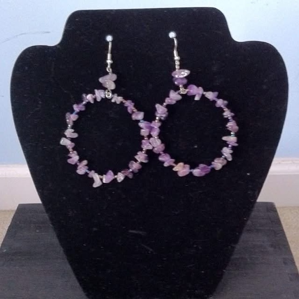 Amethyst Gemstone Hoop Earrings
